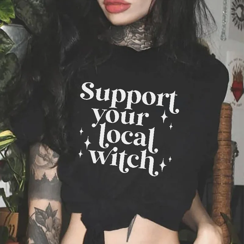 Support Your Local Witch Printed Women's T-shirt -  