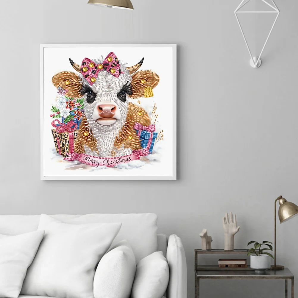 Diamond Painting - Partial Special Shaped Drill - Flower Cow(Canvas|30*30cm)