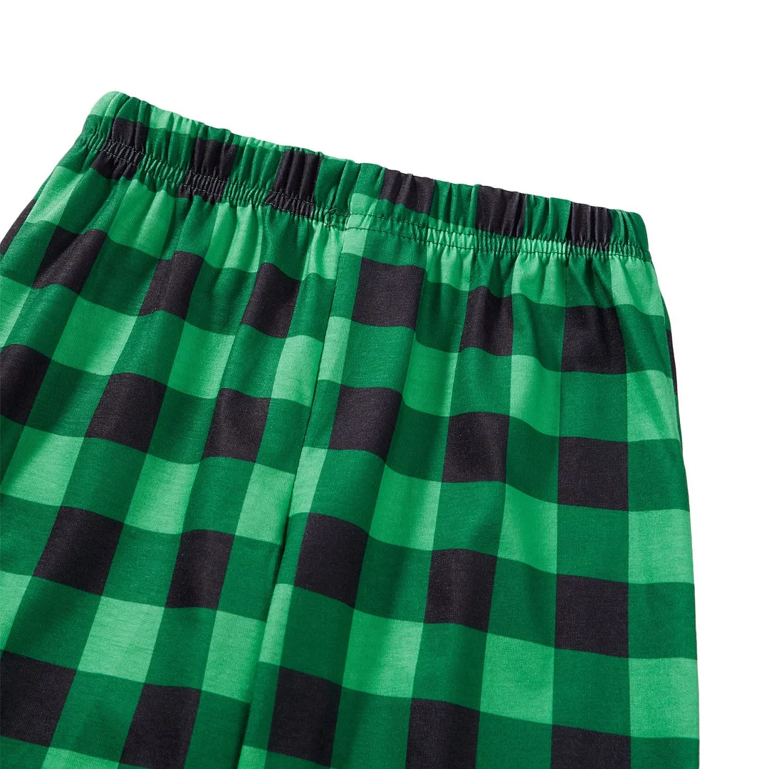 Christmas Make Memories Together 2024 Print Green & Black Plaid Family Matching Pajamas With Dog