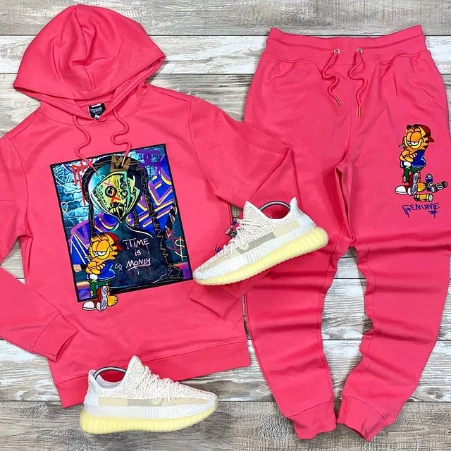 Hip-hop fashion printed hoodie sweatpants suit