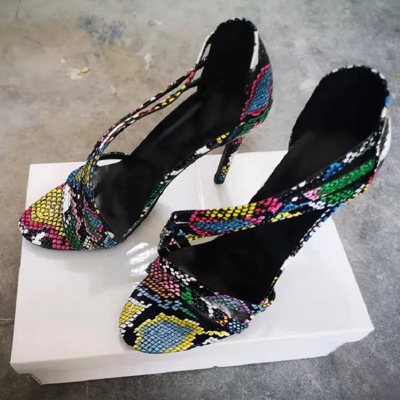 High Heels Sandals Women Summer Black Stiletto Modern Shoes Fashion Sexy Peep Toe Designer