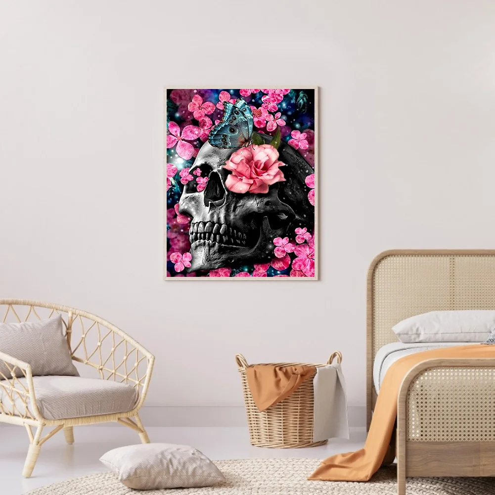 5D Diamond Painting Kit DIY Skull Flower Full Round Drill Picture (HJ613)