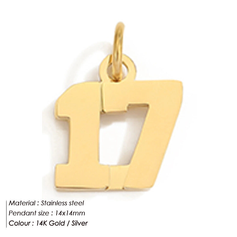 1 Piece 14*17mm 8 * 14mm 304 Stainless Steel 14K Gold Plated Number Pendant Jewelry Accessories