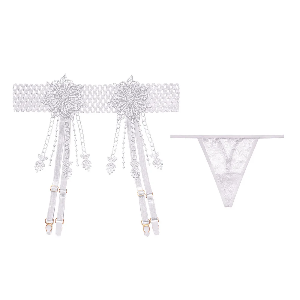 Nigikala Nigikala Silk Sexy Lace Garter Stockings 4 Claw Metal Buckle Tuxedo Seduced Long-Carpet Garter Garter 2068