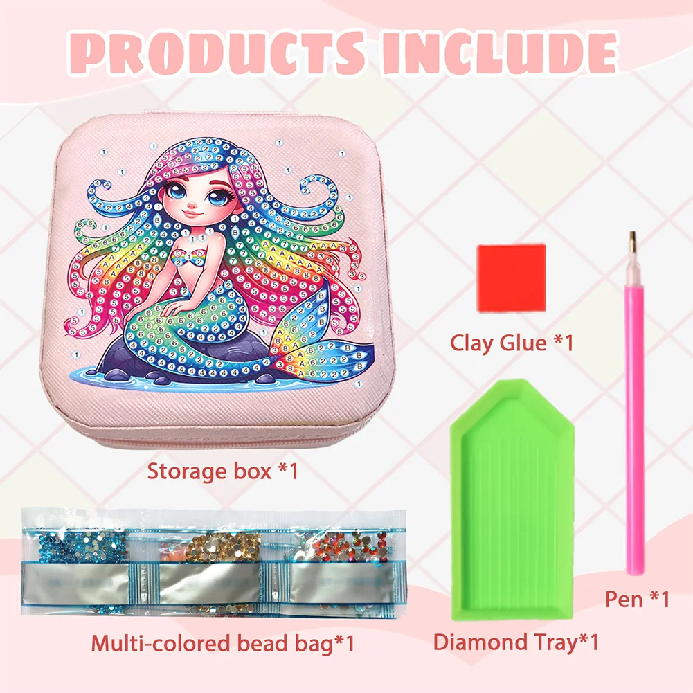 5D DIY Mermaid Special Shape Diamond Painting Jewelry Box for Art Crafts
