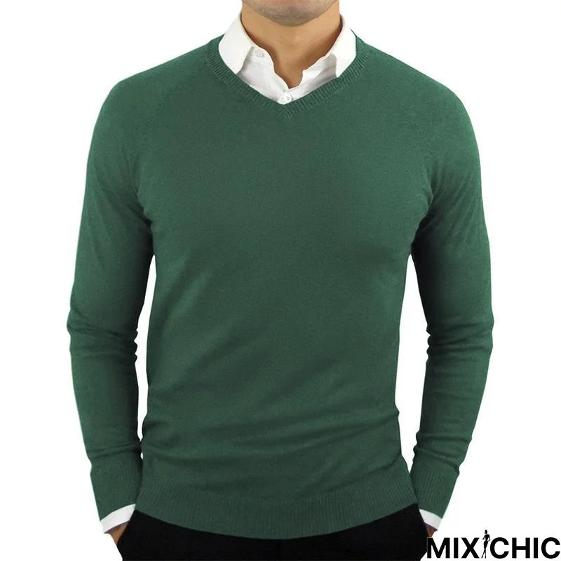 V-Neck Bottomed Shirt Men's Sweater