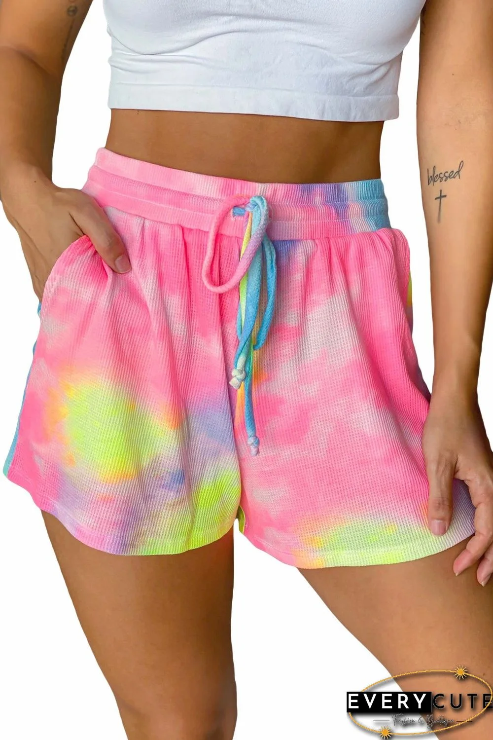 Multicolor Neon Tie Dye Shorts