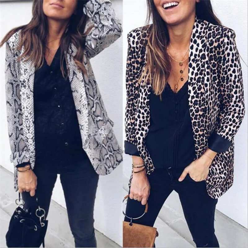 Toloer Hot Style Autumn / Winter 2023 Sexy Snake Leopard Print Long Sleeve Jacket Women's LQ6690-Outfit Ideas
