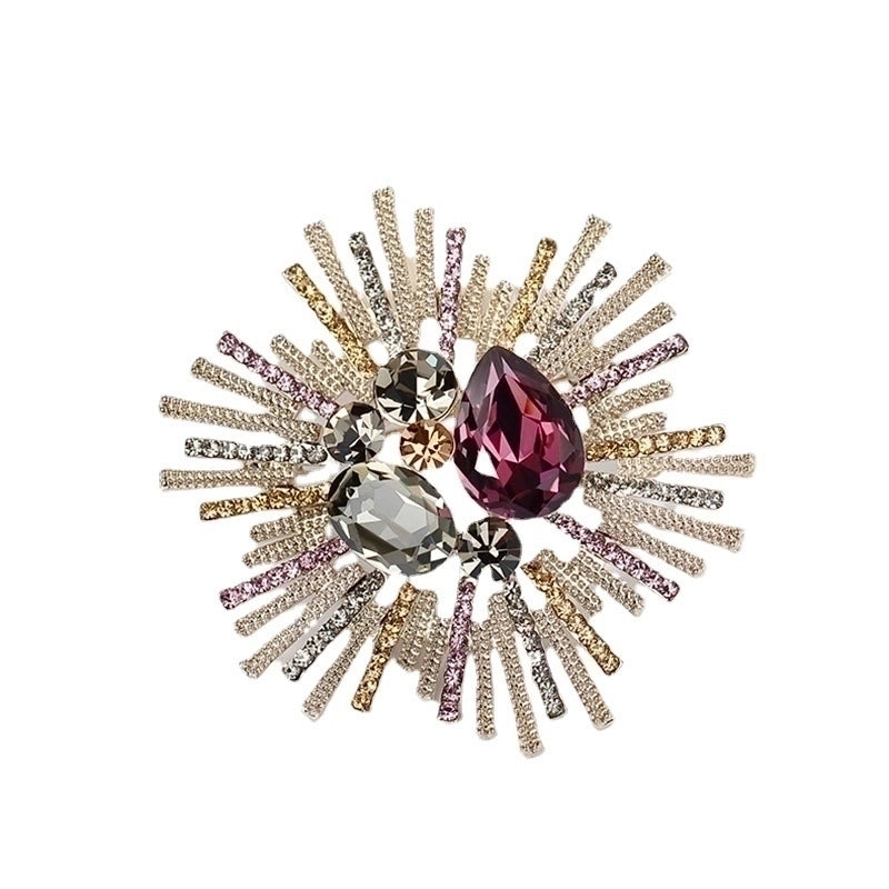 Luxurious Pin Flower Alloy Plating Artificial Diamond Women’S Brooches