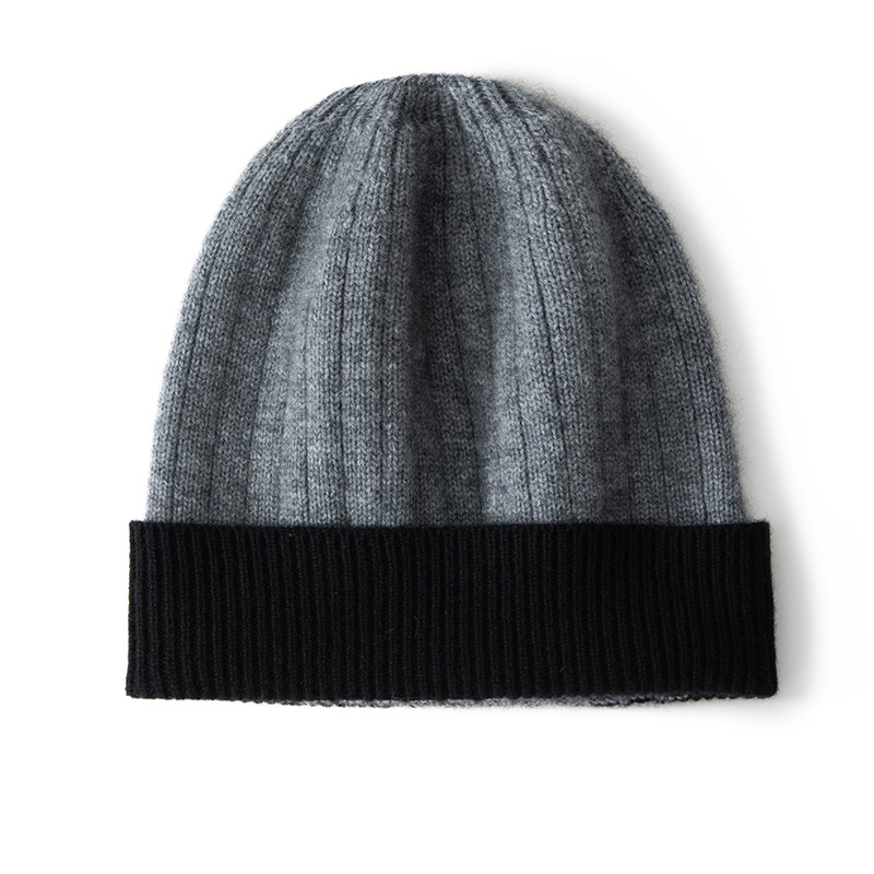 100% Cashmere Patterned Beanies Stripes REAL SILK LIFE