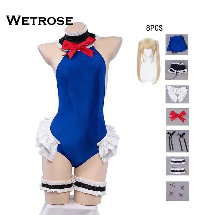 【Wetrose】Marie Rose Azur Lane Cosplay Costume Swimsuit Devilish Servant Against The Splashing Waves Wig Full Set