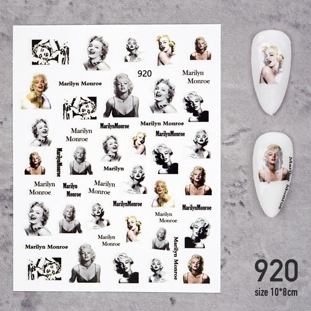 Nail Art Sticker water decal decorations Beauty Woman Marilyn Monroe Audrey Hepburn DIY Watermark Decals Nail Art Sticker