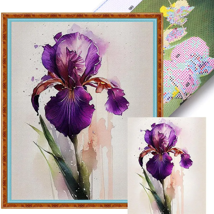【Yishu Brand】Iris 40*50cm 11CT Stamped Canvas Cross Stitch gbfke