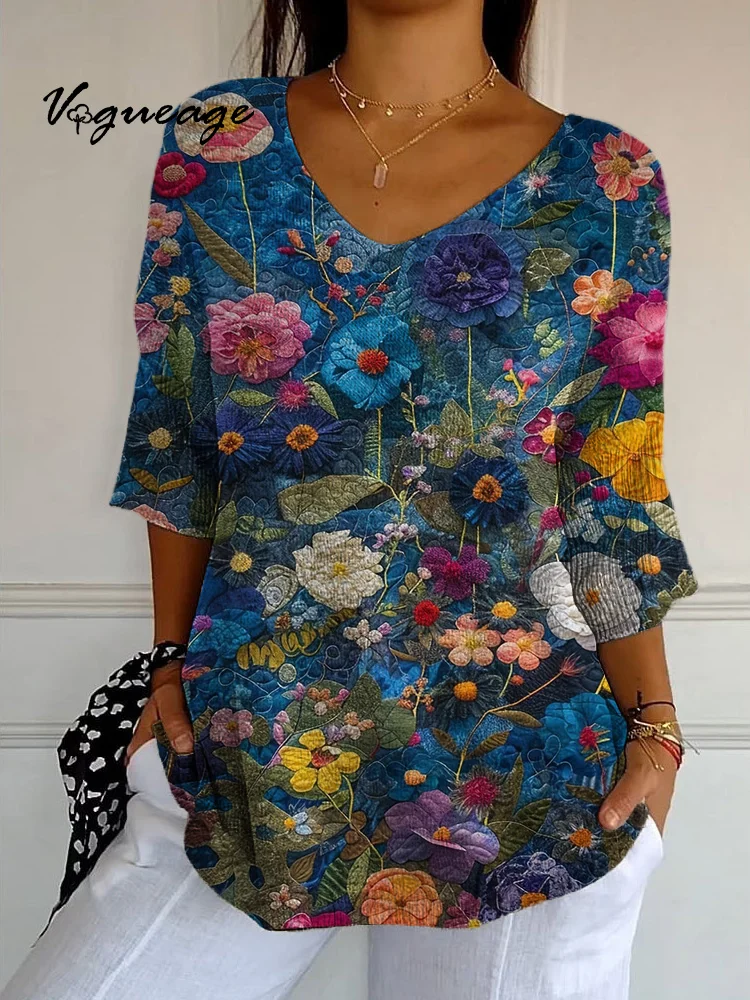 Gorgeous And Gentle Flowers Knitted Sweater
