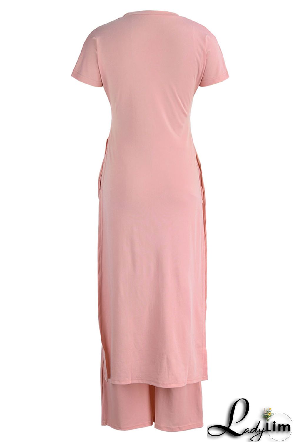 Black Casual Print Patchwork Slit O Neck Short Sleeve Two Pieces