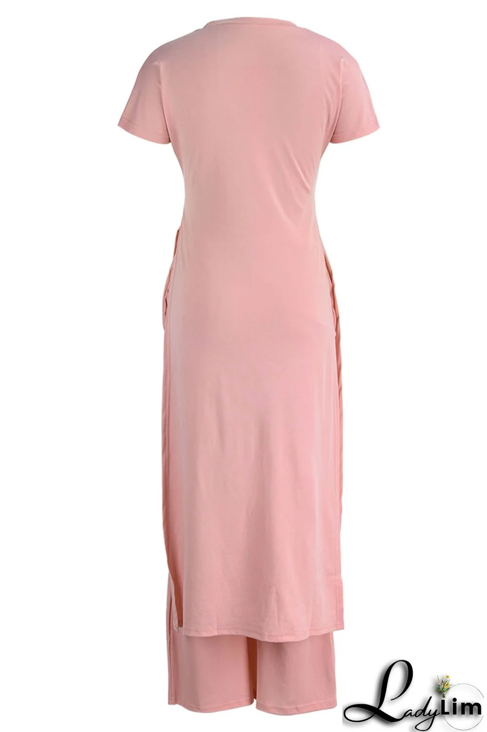 Black Casual Print Patchwork Slit O Neck Short Sleeve Two Pieces