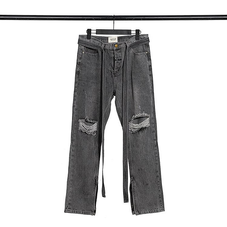 Fog Essentials Pants Autumn and Winter Fog Sixth Season Ribbon Zipper Worn Jeans Men and Women Same Style