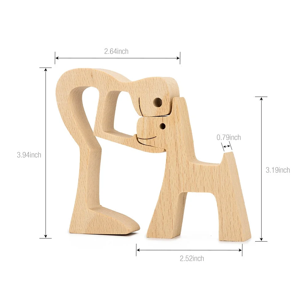 Adornos de madera Wooden Dog Craft Figurine Home Office Table Ornament Easter Decoration Love Dog Pet Lover Gifts oficina OEM 515-2