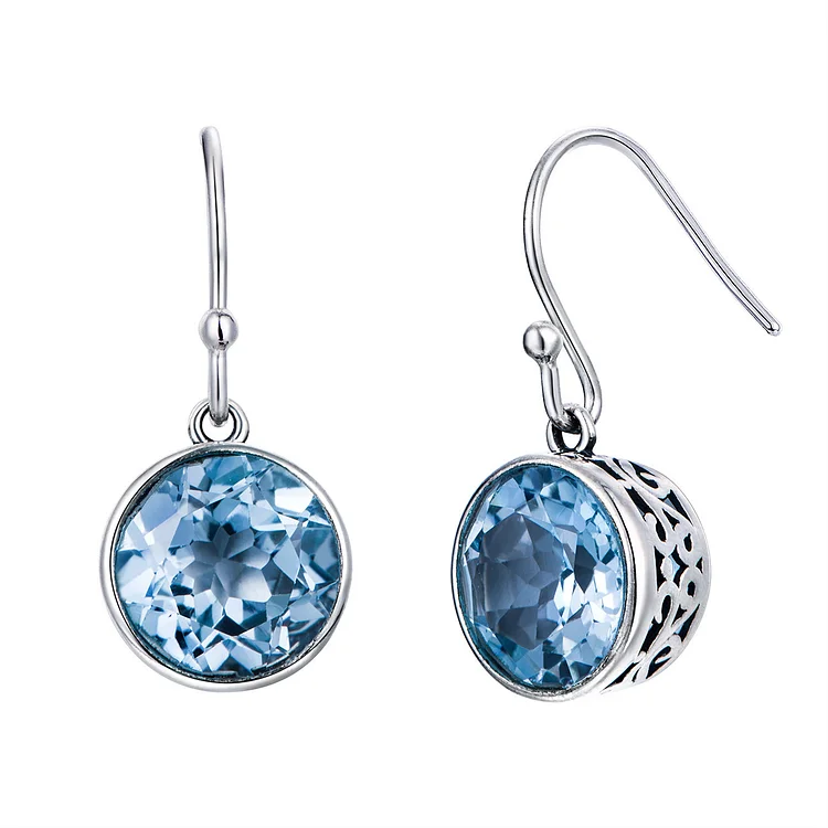 Sea Blue Crystal Square Earrings