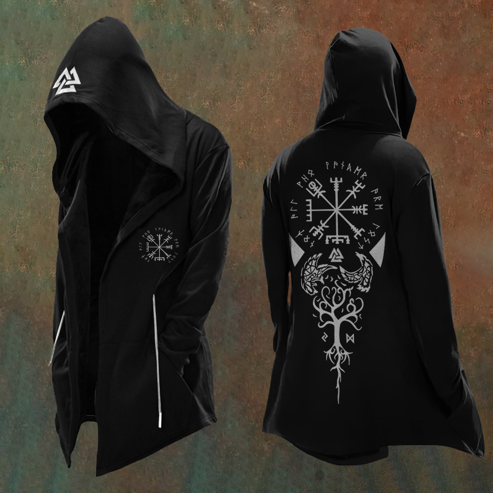 Men'S Vintage Viking Totem Art Hooded Jacket / Rvogue / Rvogue