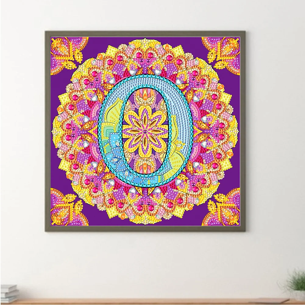 Special Shape Diamond Painting 30*30cm - O Letter Mandala