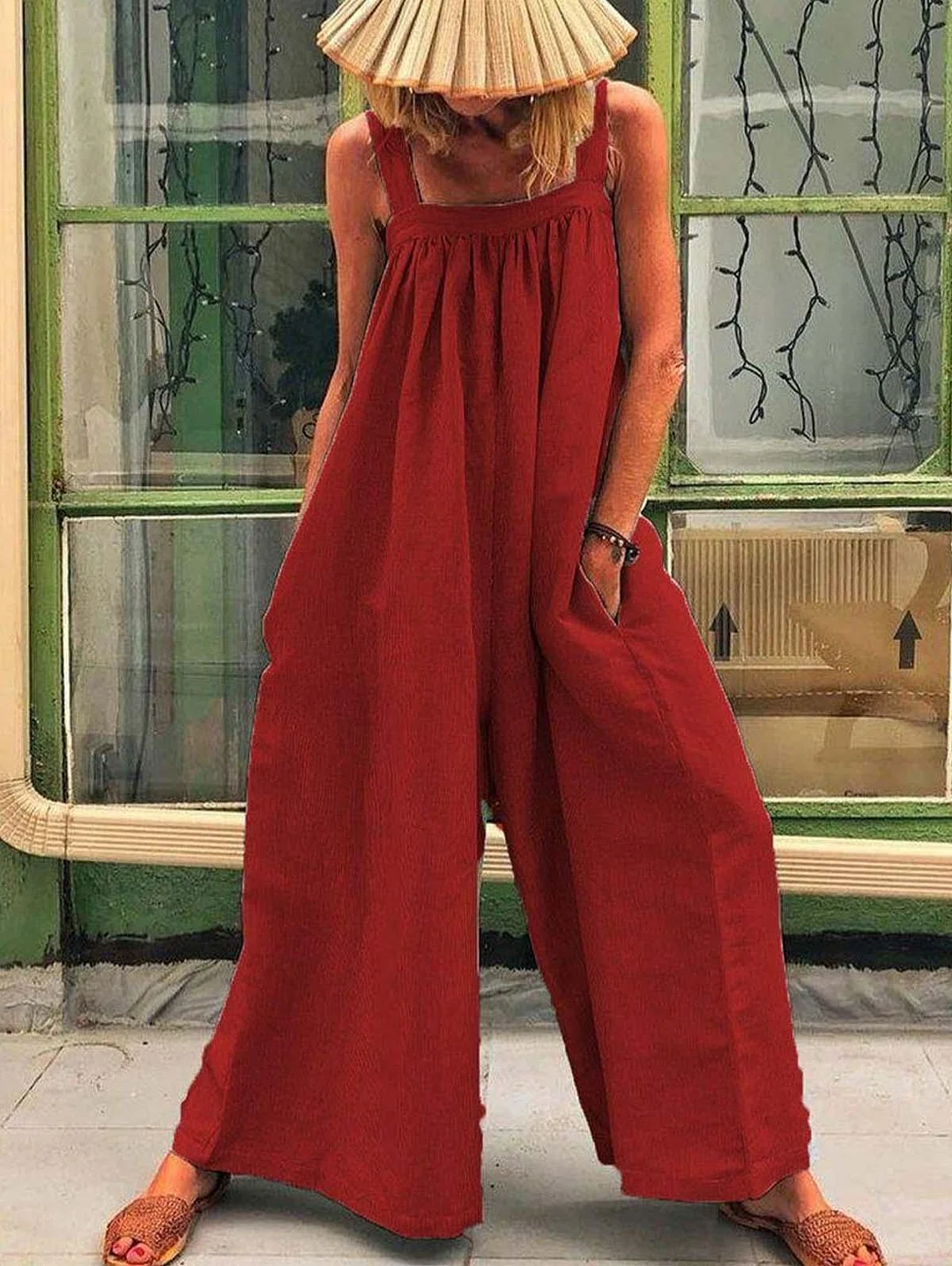 Loose Pure Color Jumpsuits