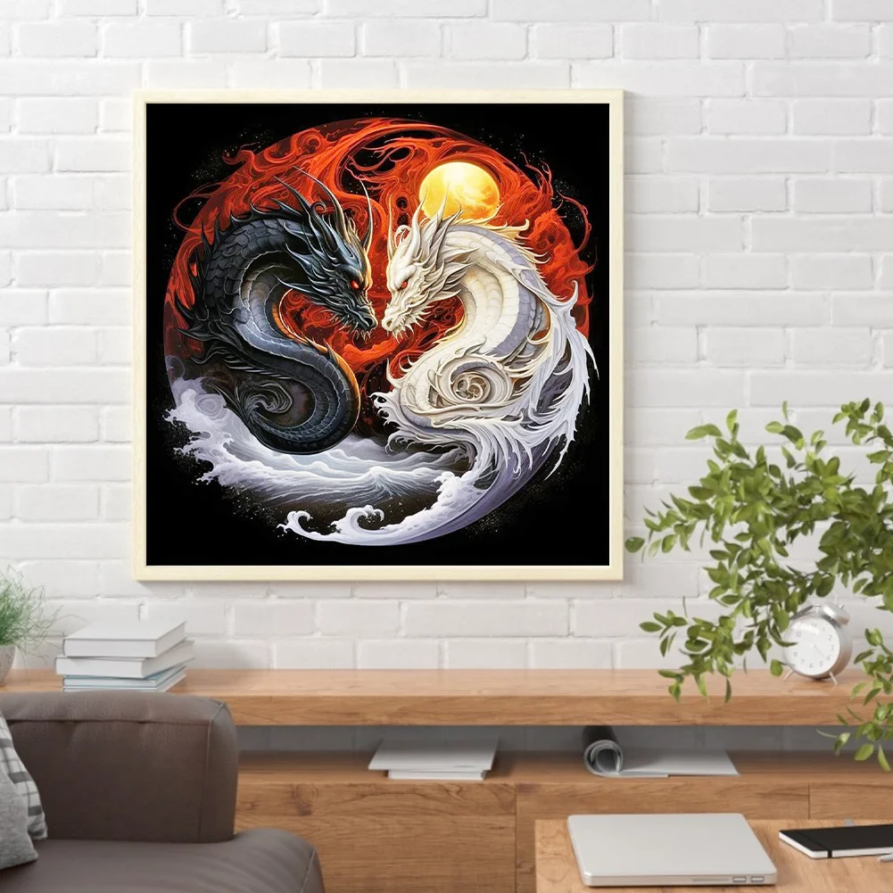Diamond Painting - Full Round Drill - Yin Yang Dragon(Canvas|30*30cm)
