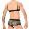 Men's Sexy Bow Lace Bra Boxer Briefs Combo