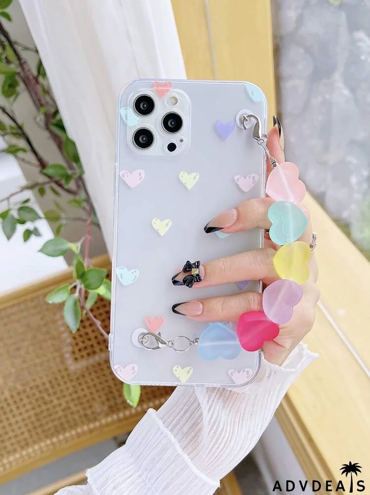 Heart Pattern Hand Strap Phone Case
