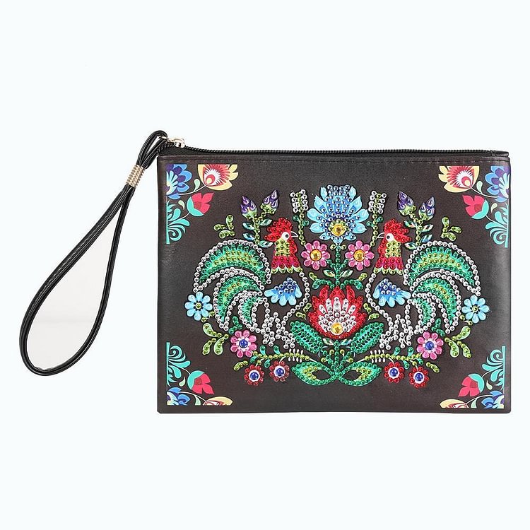 DIY Rooster Special Shaped Diamond Painting Wristlet Clutch Women Wallet
