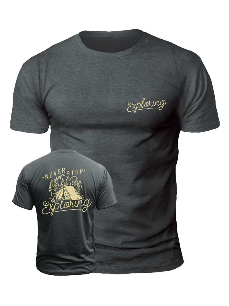 Men's Never Stop Exploring Print Casual Short Sleeve T-shirt