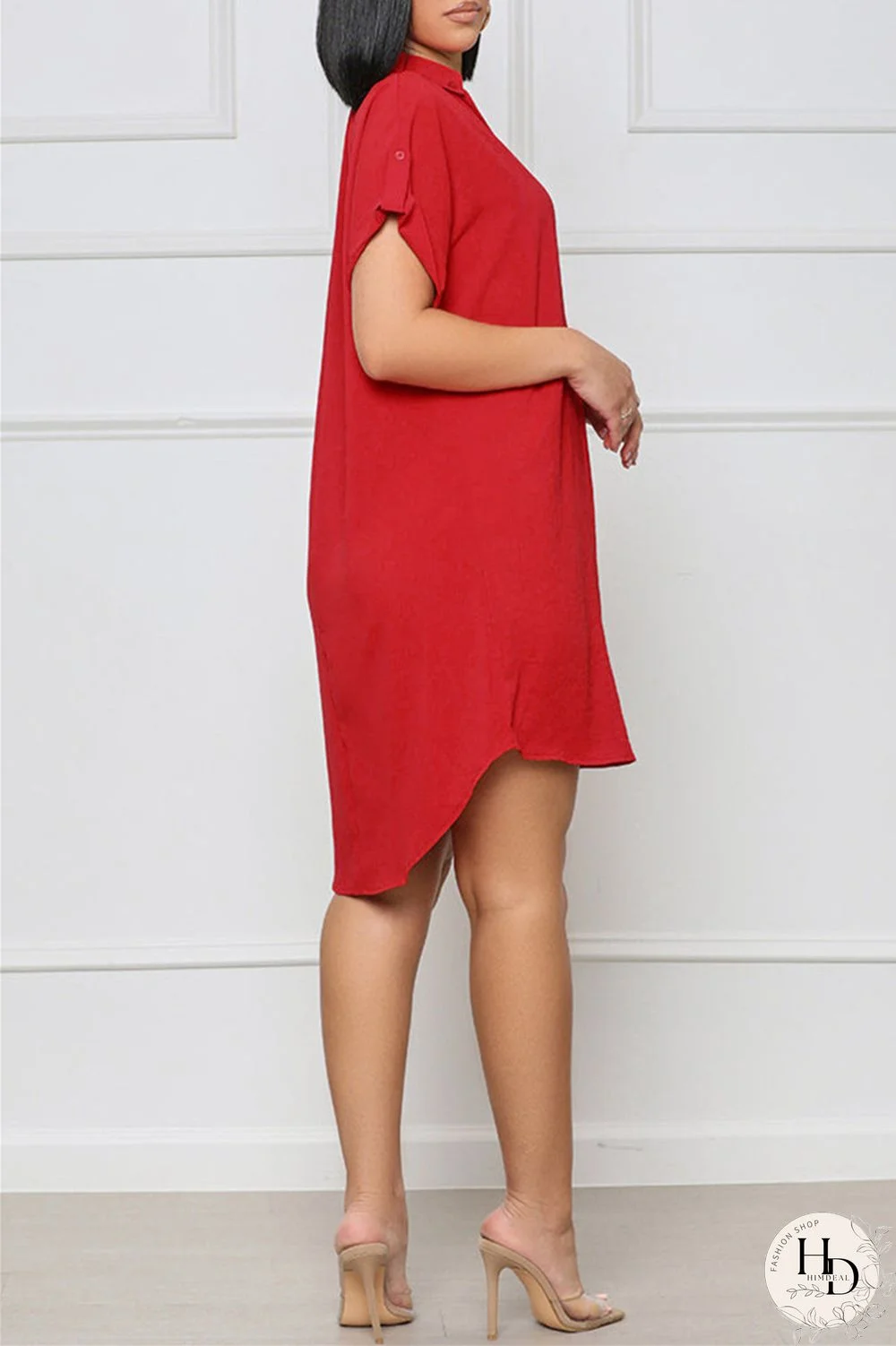 White Fashion Casual Solid Patchwork V Neck Short Sleeve Dress