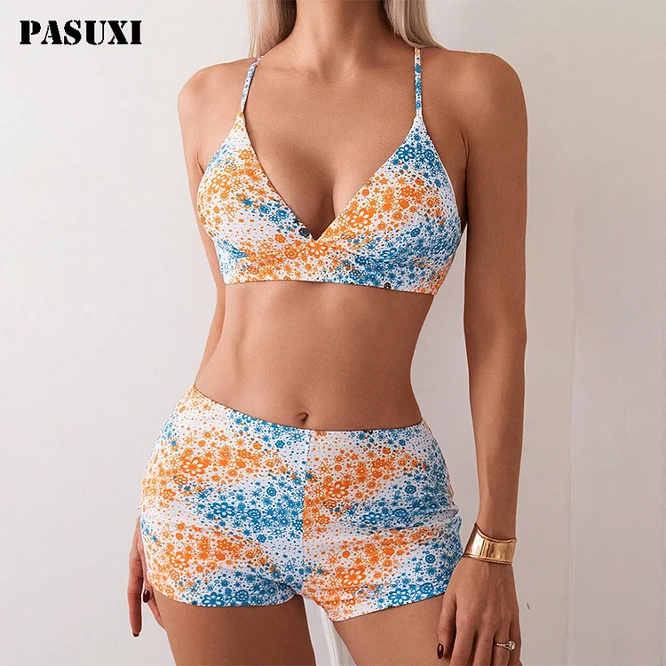 PASUXI Colorful Boxer Bikini Swimsuit Women