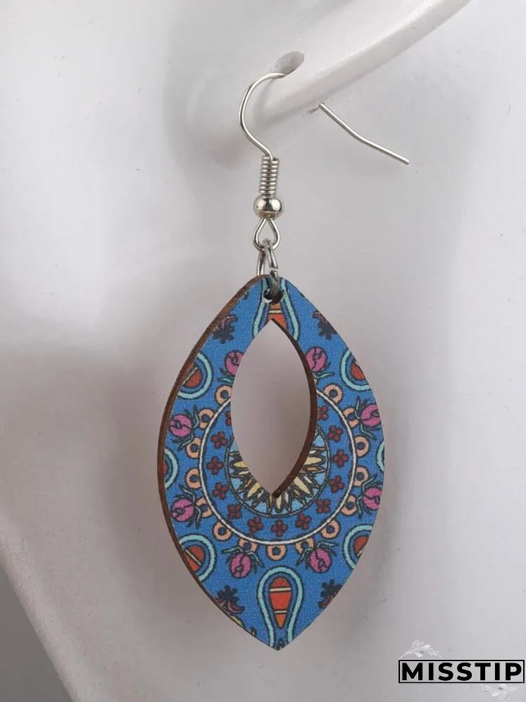 Flower Print Drop Earrings