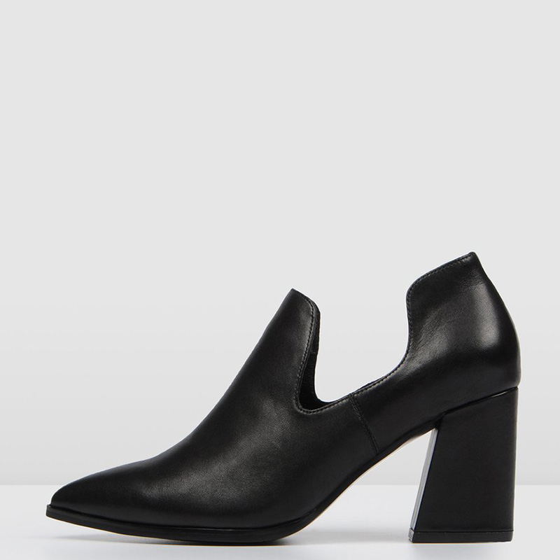 TAAFO Black High Chunky Heels Pointed Toe Boots Woman Chelsea Booties For Ladies Office Shoes