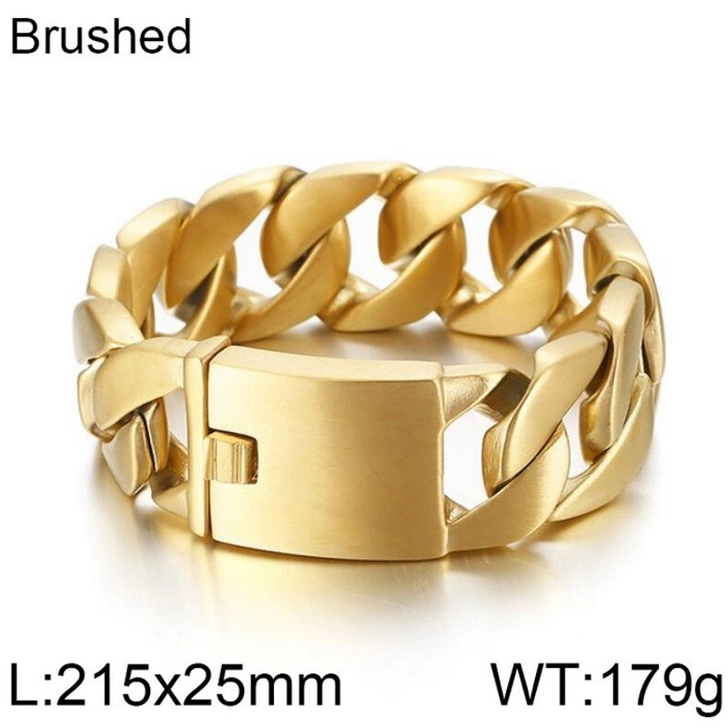 Hip-Hop Solid Color Titanium Steel Plating 18K Gold Plated Men’s Bracelets