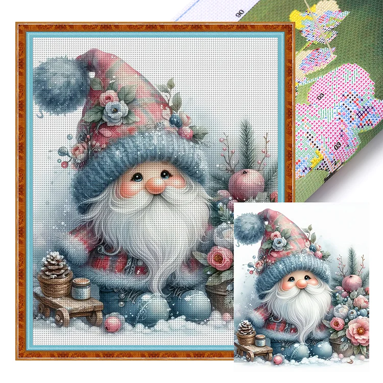 Blue And Pink Cute Gnome (40*50cm) 11CT Stamped Cross Stitch gbfke