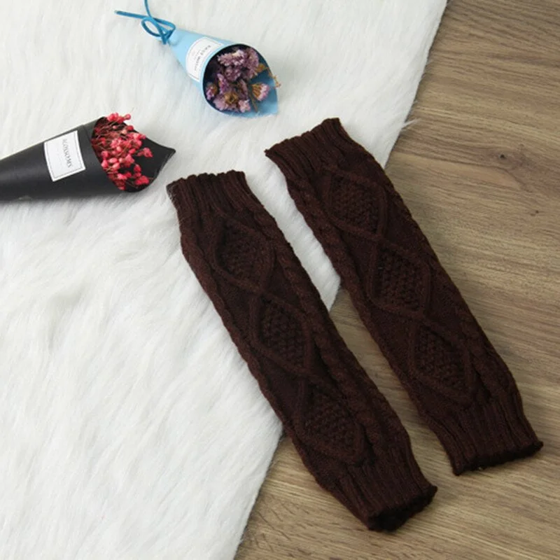 Arm Warmers Women Plaid Twist Knitting Solid Simple Warm Winter Half-fingered Finger-less Womens Mitts Leisure All-match Trendy