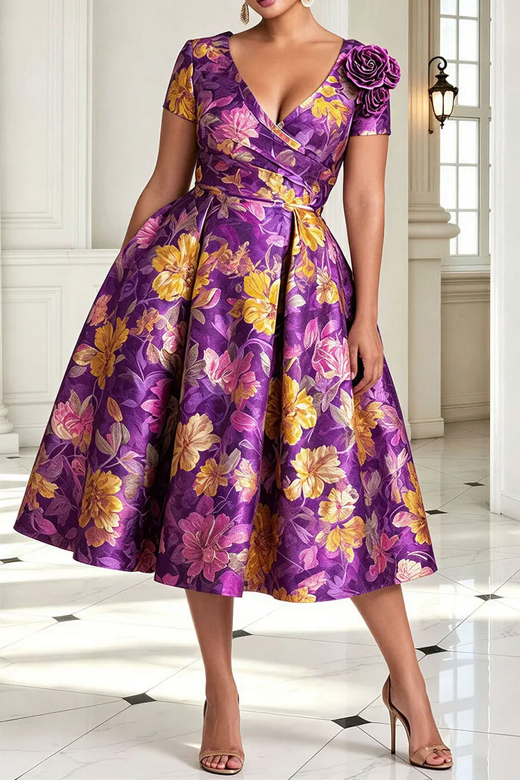 purple floral wedding guest dress Zapaka Women Dark Mother of the Bride with Ruffles A Line Halter Long Dress, Dark Purple / US2 Jacquard Package Contents Mac Duggal Women's Crepe Sleeveless