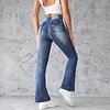 Embroidered High-waisted Washed Fashion Flared Jeans by Inlyline