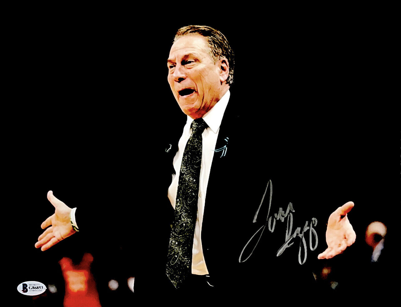 TOM IZZO HAND SIGNED AUTOGRAPHED 11X14 MSU BASKETBALL Photo Poster painting WITH BECKETT COA 3