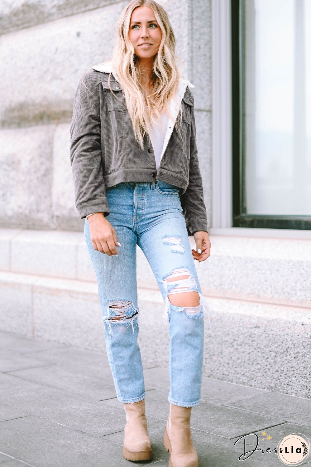 Corduroy Sherpa Snap Jacket