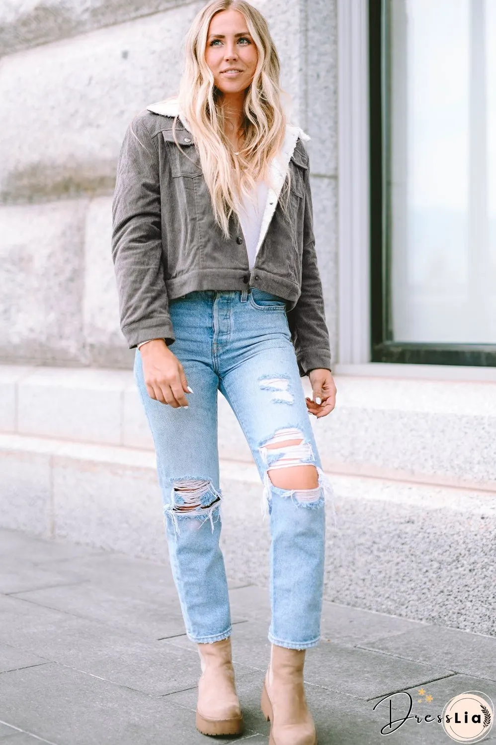 Corduroy Sherpa Snap Jacket