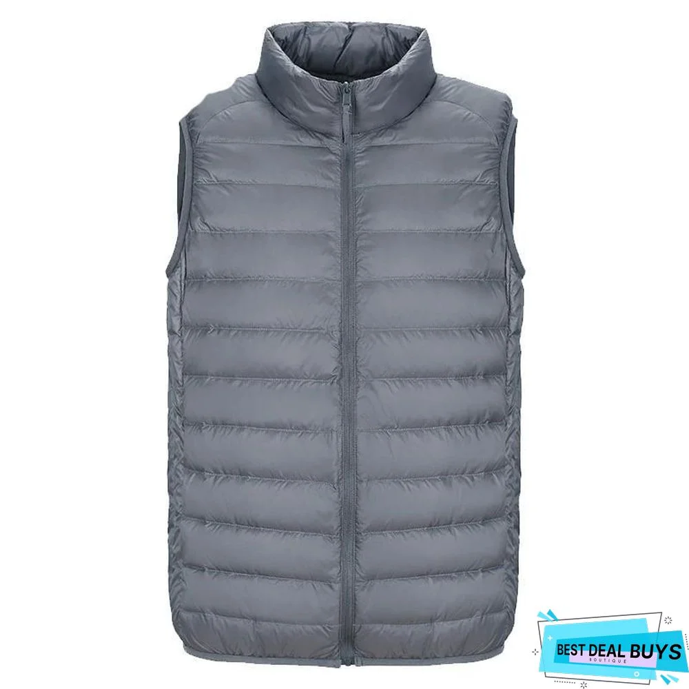 Men's Sleeveless Ultralight 90% White Duck Down Warm Vest Men's Casual Vest Warm Jacket Outwear Waistcoat