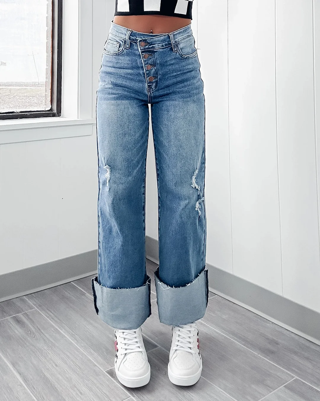 Women's Straight Tube Loose Denim Pants