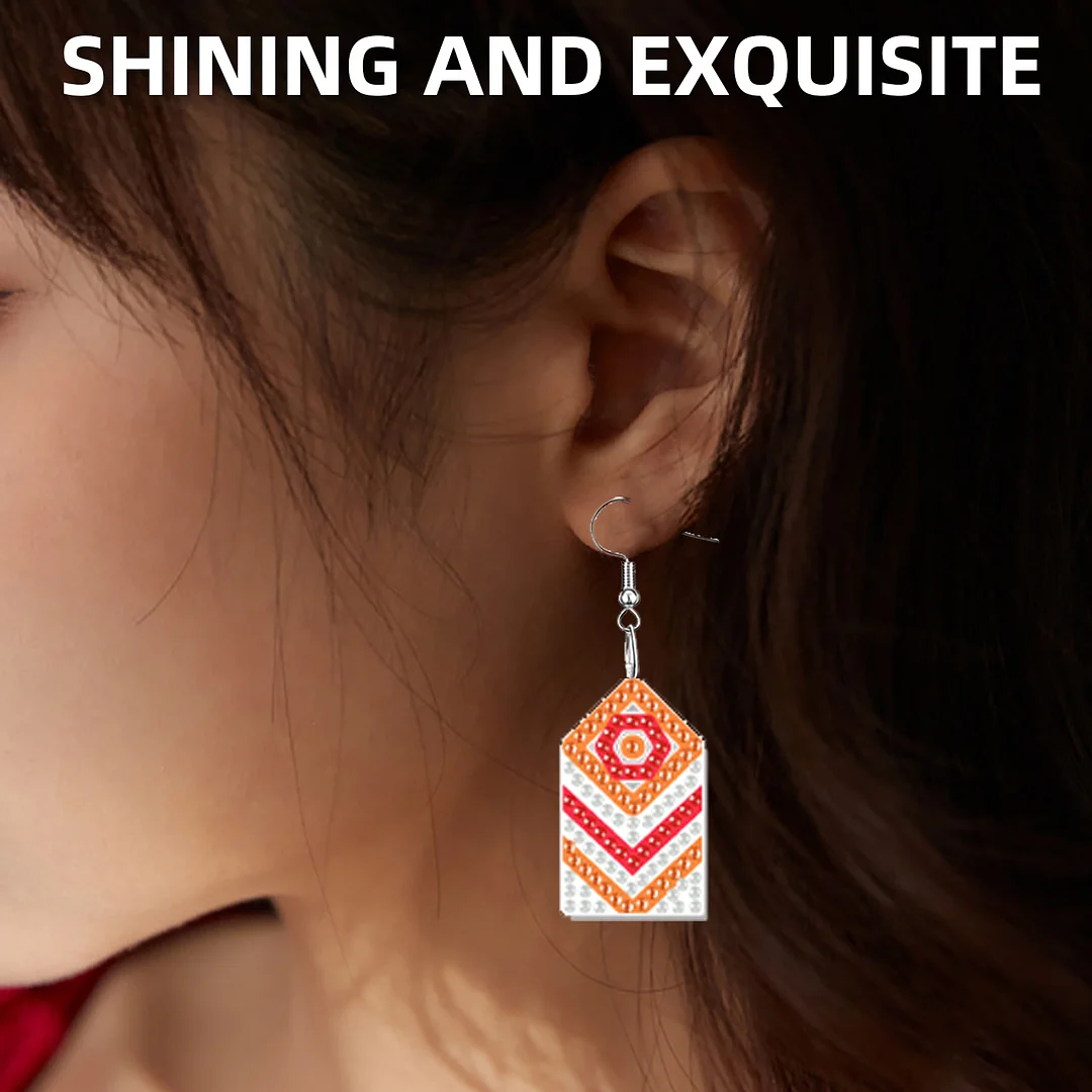 12 Pairs Geometry Diamond Painting Earrings DIY Diamond Art Earrings for Adults