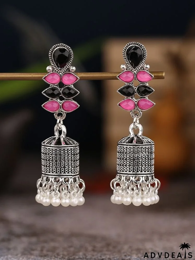 Faux Pearl Tassel Jhumka Drop Earrings