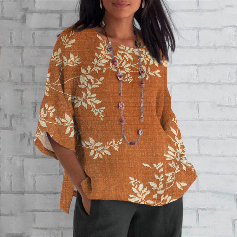 Comstylish Floral Print Crew Neck Casual T-Shirt