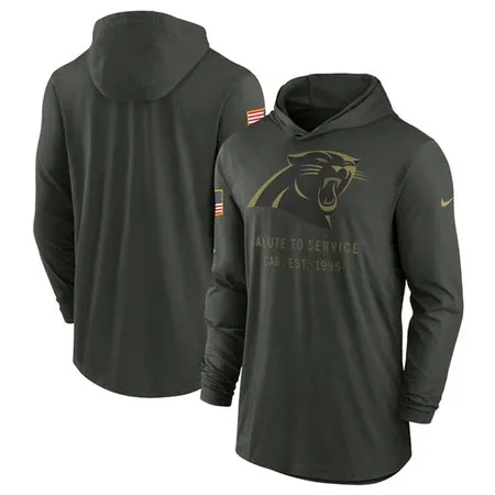 Men's Carolina Panthers Forest Green 2025 Salute to Service Sideline Dri-FIT Lightweight Pullover Hoodie