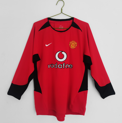 Retro 02/04 Manchester United Home Long Sleeve Football T-Shirt Thai Quality